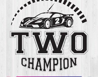 Due campioni SVG png, auto da corsa per il secondo compleanno SVG, design per maglietta di compleanno a tema corse, due compleanni veloci PNG, download digitale per il secondo compleanno