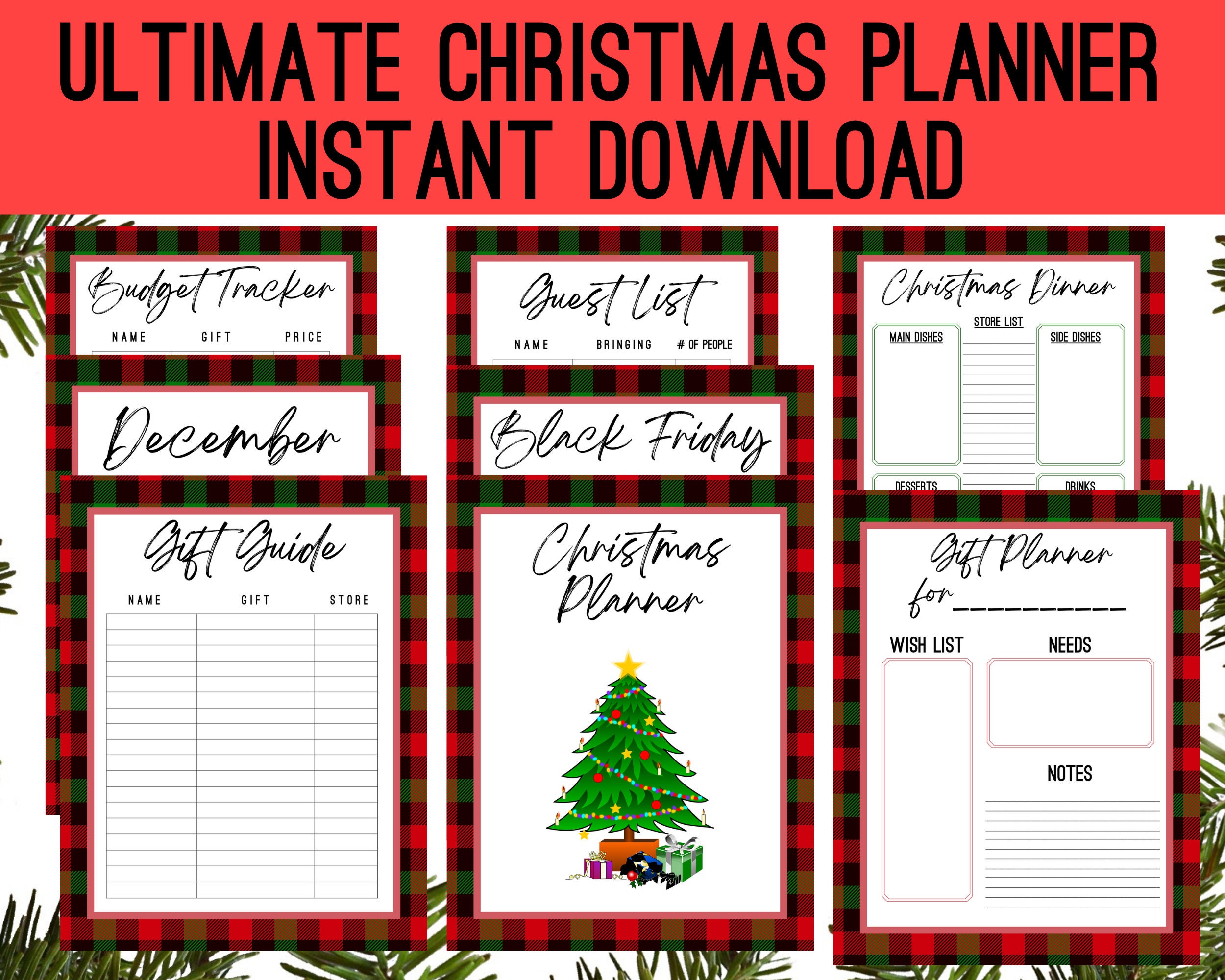 Christmas Planner Printable Holiday Planner Gift Budget | Etsy