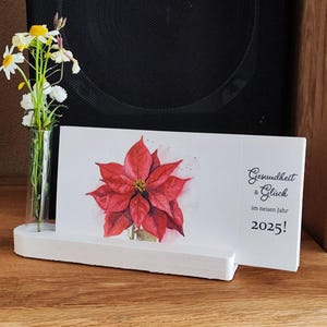 Handgemalter Postkartenkalender 2025 mit Aufsteller und Blumenvase
