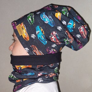 Hat and Loop Set "Sports Car" inside fleece or jersey for children and adults cars vehicles boy