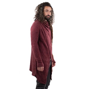 Red Long Cardigan Wrap Jacket Hippie Alternative Psytrance Jacket