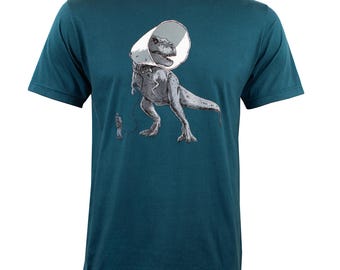 T-shirt drôle de dinosaure qui marche fille bleu foncé