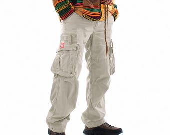 Molecule Ankle Busters Beige Cargo Combat Trousers