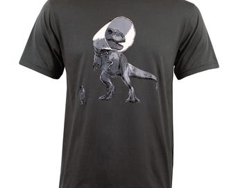 T-shirt drôle de dinosaure qui marche fille gris foncé
