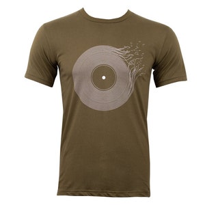 Vinyl Record Khaki T-shirt Hippie Psytrance Graphic T-shirt