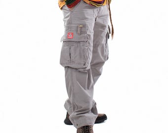 Grey Cargo Combat Trousers