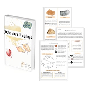 Matéria do Ciclo das Rochas, 1º ao 9ºano, Materiais Ensino Doméstico Montessori, fichas ciclo das rochas