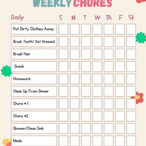 Kid Chore Chart (customizable)