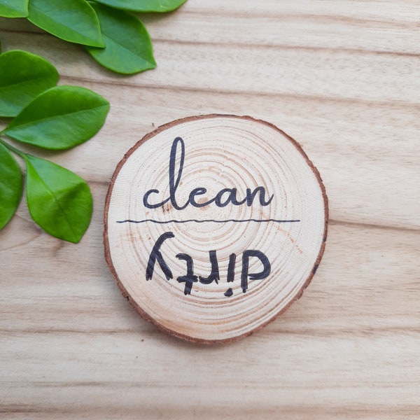 Magnet, dirty clean dishwasher magnet, funny magnet, kitchen gift, tree slice, dishwasher sign, gift for home, kitchen organization