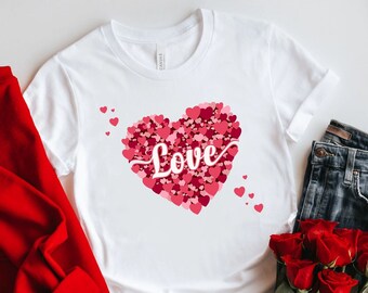 Valentine's Day Shirt, Valentines Shirt, 3D Heart Shirt, Couple Shirt, Gifts for Her, Valentines Gift for Her, Love Shirt, Red Heart Shirt