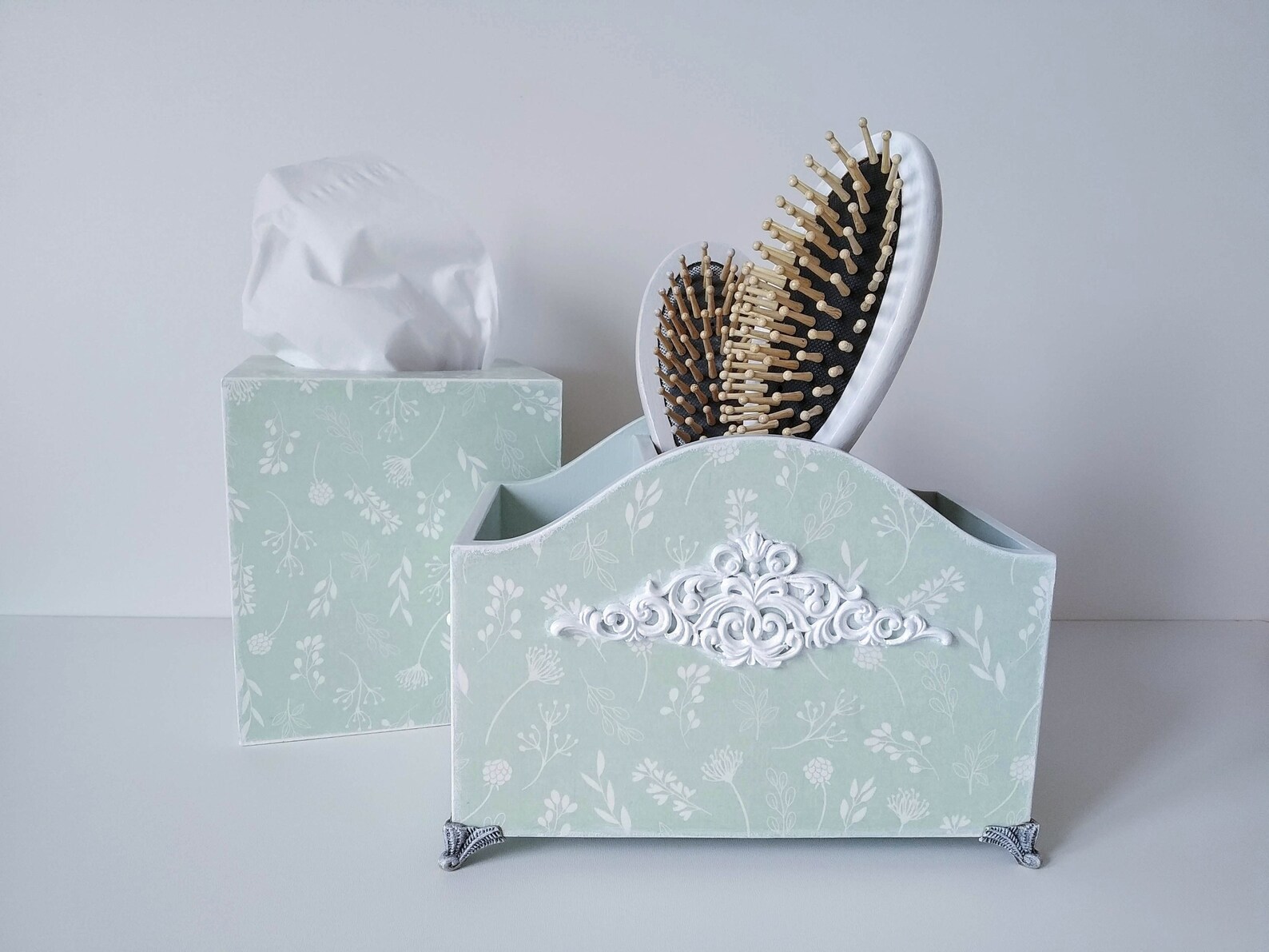 Square green tissue box holder for to the bathroomsquare Etsy