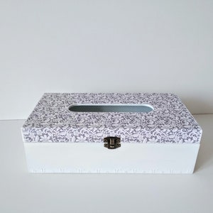 Cubierta de caja de pañuelos blanca, soporte para caja de pañuelos, decoración de baño blanca, caja de pañuelos rectangular, dispensador con fondo, caja de madera para cajas de pañuelos