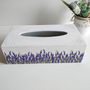 Taschentuchbox Bezug, rechteckiger Serviettenhalter Provence, weißer Serviettenhalter, rechteckiger Serviettenhalter für Badezimmer, für Küche rechteckig