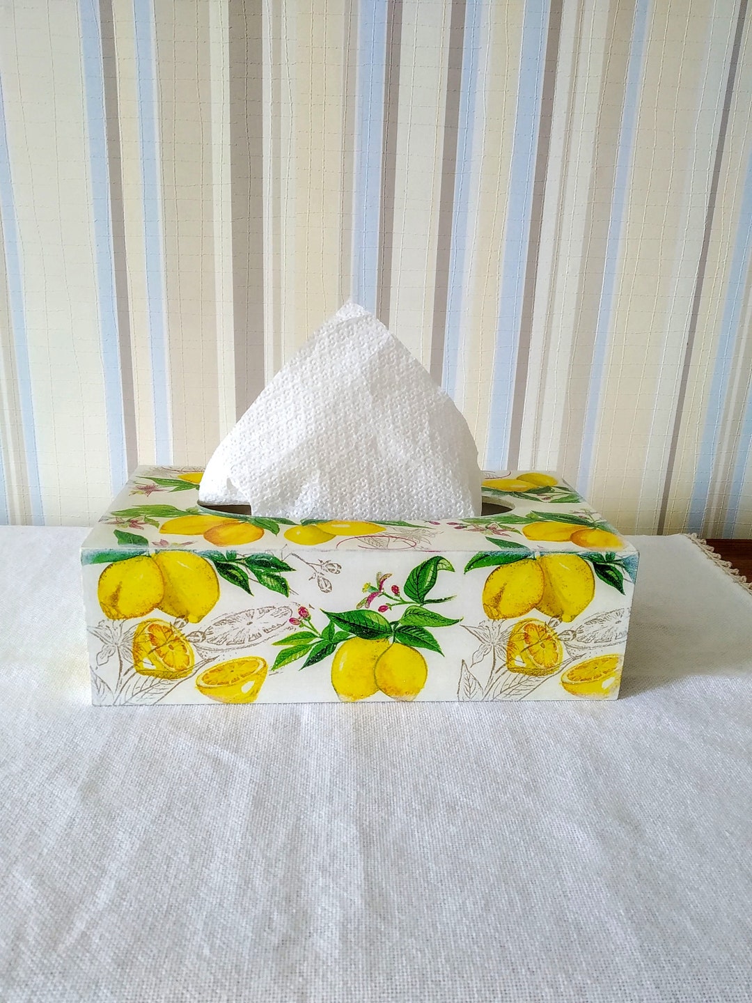 White Tissue Box Holder Rectangular for Kitchen,wooden Tissue Box Cover