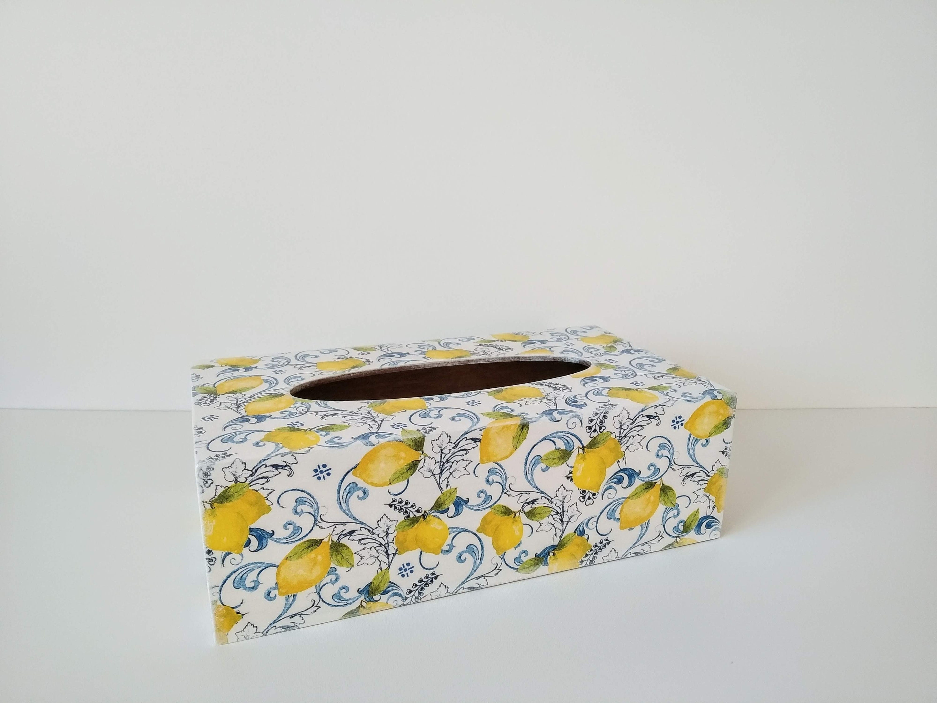 White tissue box holder rectangular for kitchenwooden tissue Etsy