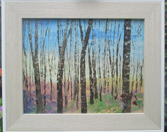 Birch forest oil painting 12x10"on original on canvas  Framed and signed