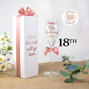 Personalised 18th Birthday CHAMPAGNE Prosecco Flute Glass - 18th Birthday Gift for Girl Daughter Niece Sister - Optional Gift Box