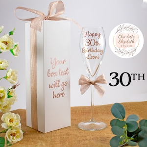 Personalised 30th Birthday CHAMPAGNE Prosecco Flute Glass - 30th Birthday Gift for Her Daughter Niece Sister Mum - Optional Gift Box
