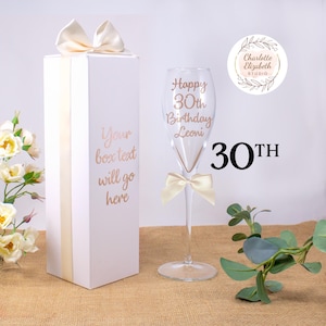 Personalised 30th Birthday CHAMPAGNE Prosecco Flute Glass - 30th Birthday Gift for Her Daughter Niece Sister Mum - Optional Gift Box