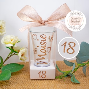 Personalised 18th Birthday SHOT GLASS in Glitter - 18th Birthday Gift for Her / Daughter / Niece / Sister - Optional Gift Box
