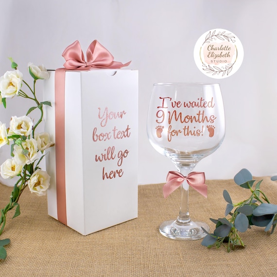 Copa De Vino Para Baby Shower – “He Esperado 9 Meses” – Chica, Regalo Divertido Y Emocional