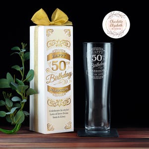 Personalised Engraved Any Age Pint Glass Tall Beer Glass - 18th 21st 30th 40th 50th Birthday - Son Grandson Brother Nephew Friend Him