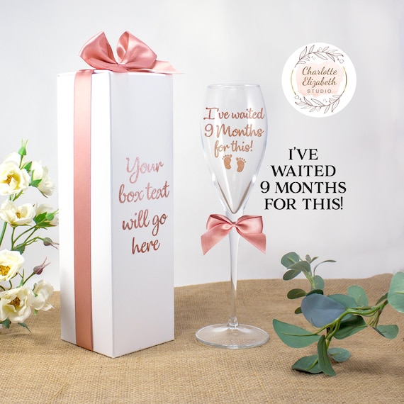 I've Waited 9 Months For This CHAMPAGNE / Prosecco Glass + Optional Gift Box, New Mummy Gift, Pregnancy Gift, Baby Shower, New Baby