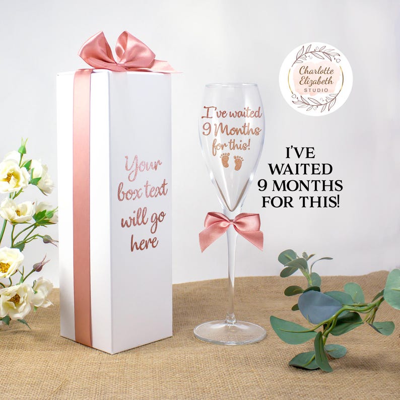 I've Waited 9 Months For This CHAMPAGNE / Prosecco Glass + Optional Gift Box, New Mummy Gift, Pregnancy Gift, Baby Shower, New Baby image 1