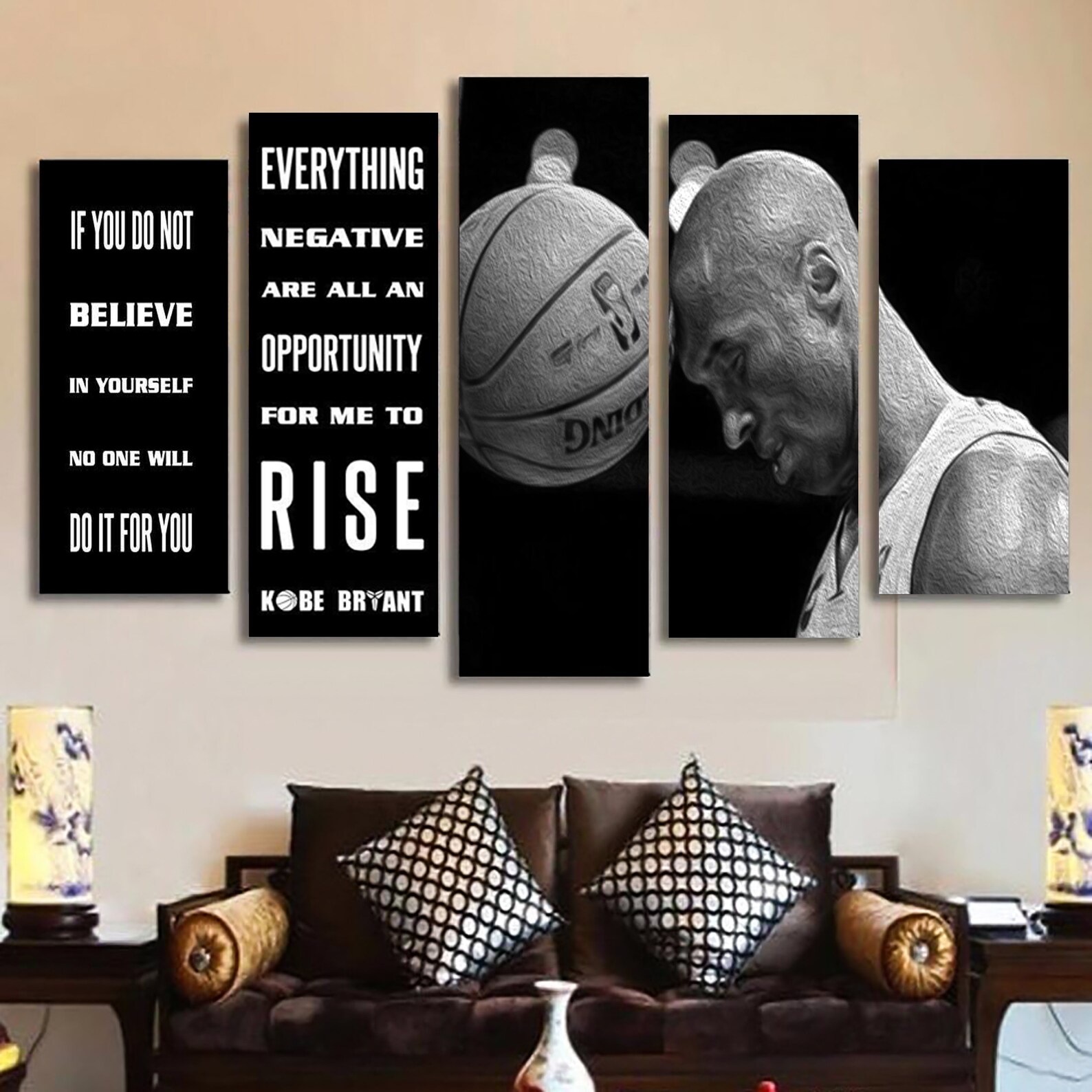 Kobe Bryant 5 Piece Canvas Wall Art Print Framed Home Room Etsy
