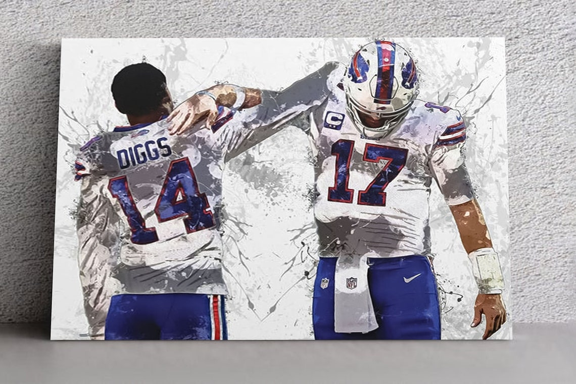 Josh Allen Stefon Diggs Canvas Buffalo Bills Football Painting Etsy