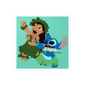 Cute Stitch and Nani Kiss-Cut Vinyl Decals, Fun Home Decor, Kids Room Stickers, Disney-Inspired Art, Gift for Fans