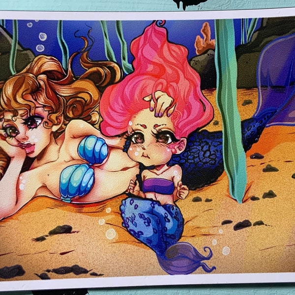 Magnet: Colorful Mermaids Original OOAK Design!