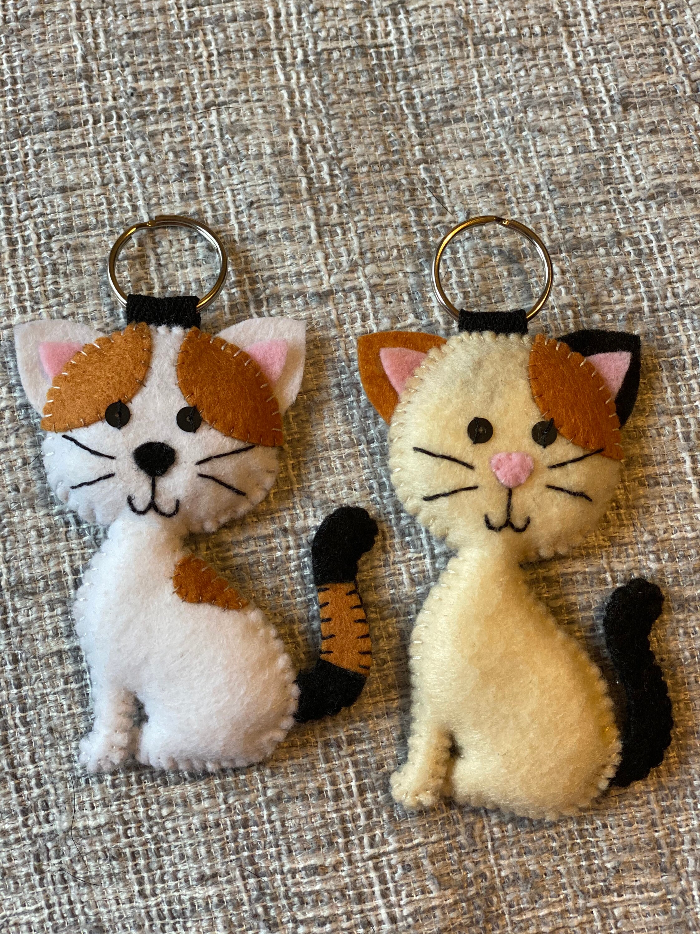 Handmade felt Cat keyring/keychain Etsy