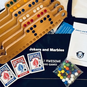 Jokers and Marbles Game with Color and Name Engraving Options – 4, 6, or 8 Players