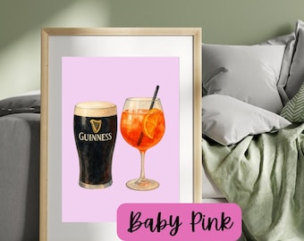 Guinness & Aperol Spritz Print – Digital Cocktail Art | Bar Decor | Irish Pub Wall Art | Kitchen Printable | Minimalist Drink Poster