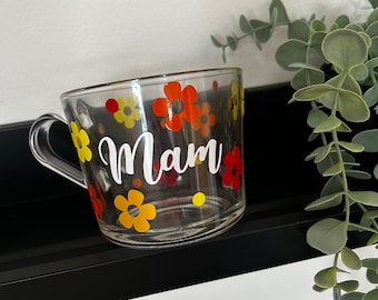Mum | Mam | Mother Name | Nan | Gran | Nana | Personalised | Mug | Glass | Gift | Flowers | Daisy | Cup | Custom , Friend