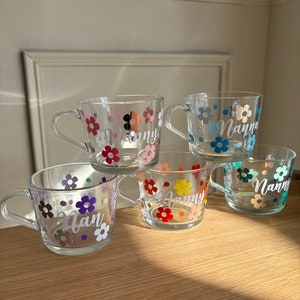 Mum | Mam | Mother Name | Nan | Gran | Nana | Personalised | Mug | Glass | Gift | Flowers | Daisy | Cup | Custom