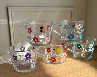 Mum | Mam | Mother Name | Nan | Gran | Nana | Personalised | Mug | Glass | Gift | Flowers | Daisy | Cup | Custom