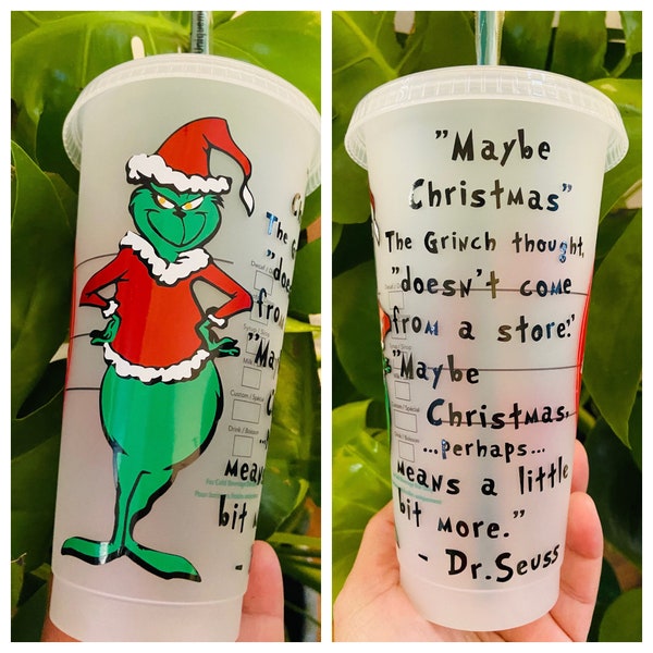 Grinch Inspired Starbucks Cup| Full body Grinch | Grinchmas Blend | Reusable Coffee Cup | Reusable Starbucks Cup| Christmas Gift | BFF Gift