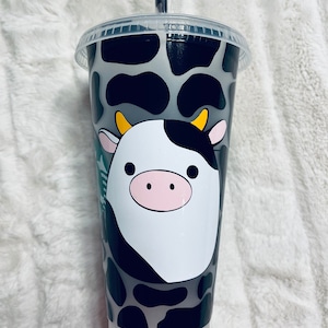 Squishmallow Starbucks Cold Cup| Cow Print Squishmallow Connor Reusable Vinyl Venti |Cold Cup Tumbler| Gift for Best Friend| Girlfriend |BFF