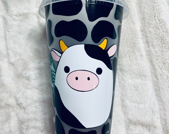Squishmallow Starbucks Cold Cup| Cow Print Squishmallow Connor Reusable Vinyl Venti |Cold Cup Tumbler| Gift for Best Friend| Girlfriend |BFF