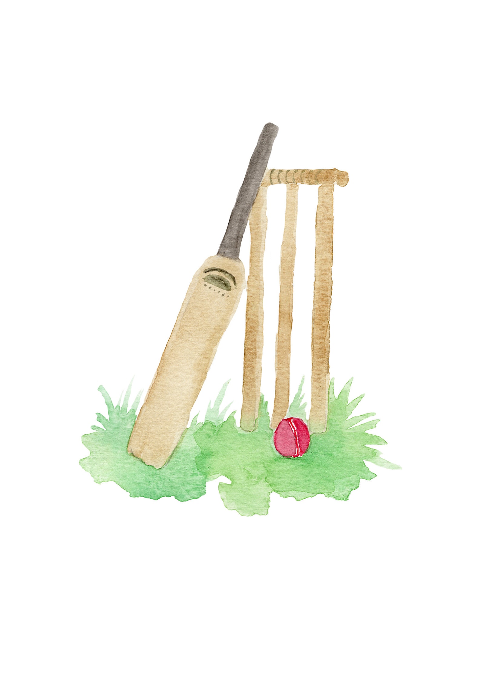 Unique 'cricket Bat Ball and Stumps' Watercolour Etsy
