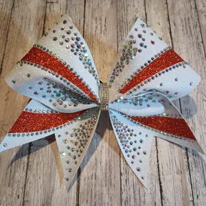Pick your colors Swoosh cheer bow rhinestones glitter all star White