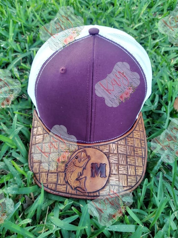 Custom Tooled Leather Bill Hat 