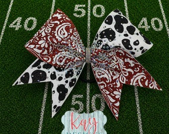 Cowgirl cheer bow, Pick your color, Rhinestones, glitter, all star
