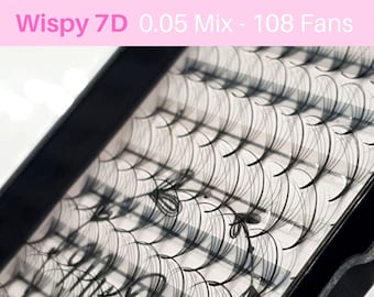 7D Wispy 0.05 Mix 10-15mm 13-18mm - 108 fans , Wispy Promade , Wispy Mix Promades Fans,Wipsy Loose Fans,Natural WISPY fan ,Wispy Premade Fan