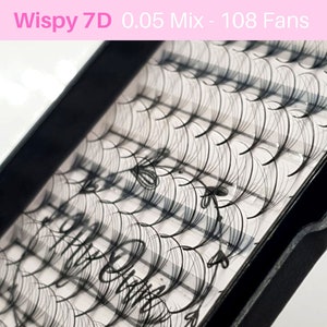 7D Wispy 0.05 Mix 10-15mm 13-18mm - 108 fans , Wispy Promade , Wispy Mix Promades Fans,Wipsy Loose Fans,Natural WISPY fan ,Wispy Premade Fan