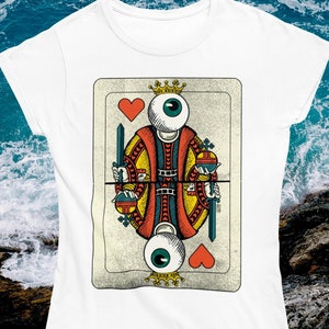 The King | women&#39;s soft tee | lady t-shirt | indie artwork | vintage King of Hearts poker card