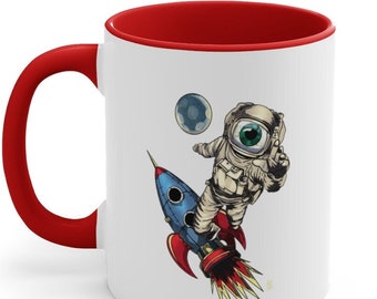 Astro Eye Coffee / Tea Mug | 11oz | interstellar astronaut original artwork by indie artist
