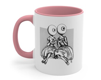 Tea time Coffee Mug, 11oz - Indie artwork illustration vintage and trendy!